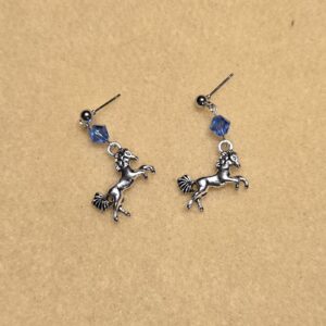 Earrings: Studs: Horses with Blue Crystals