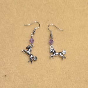 Earrings: Hooks: Horses with Pink Crystals