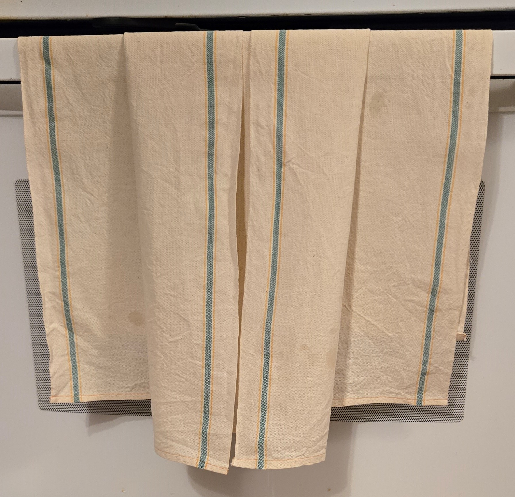 Flour Towels: Cotton Towels woven at the Lowell Mills; Set of two: X-Long Orange and Green Stripe - Image 9